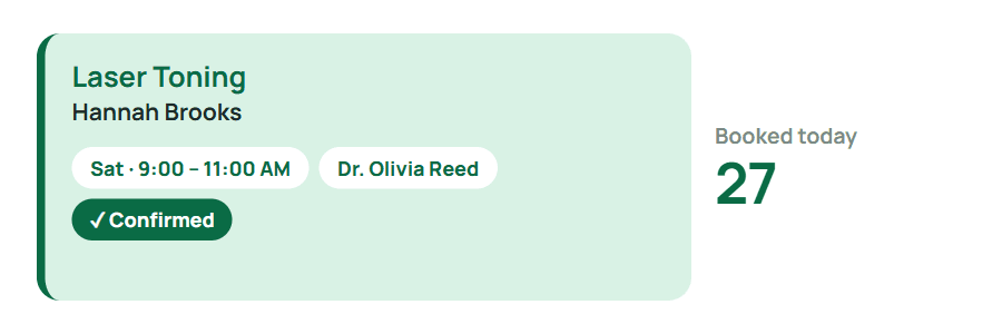 A confirmed visit on the calendar