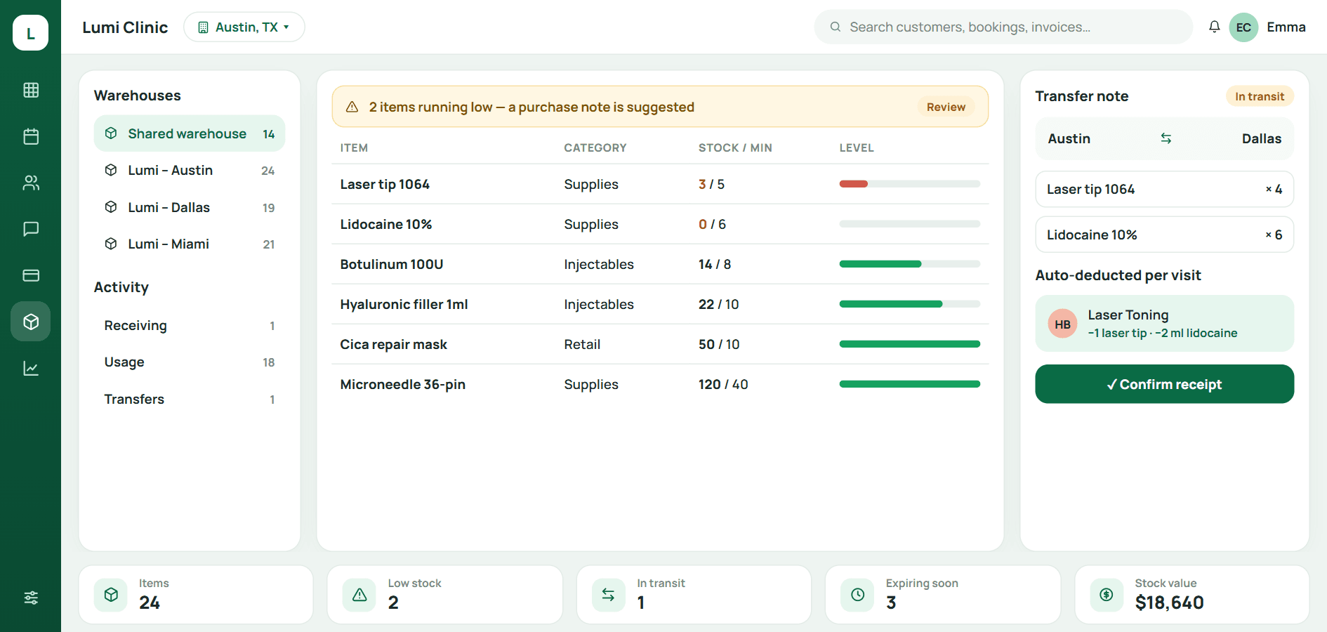 Inventory in Qub-X CRM