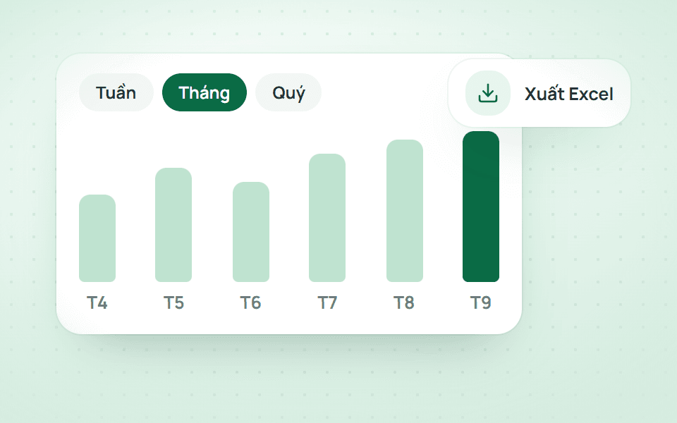 Chọn kỳ và chi nhánh là có số, xuất Excel một nút.