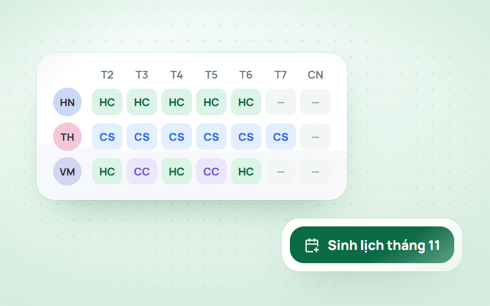 Cả tháng theo chính sách từng chi nhánh.