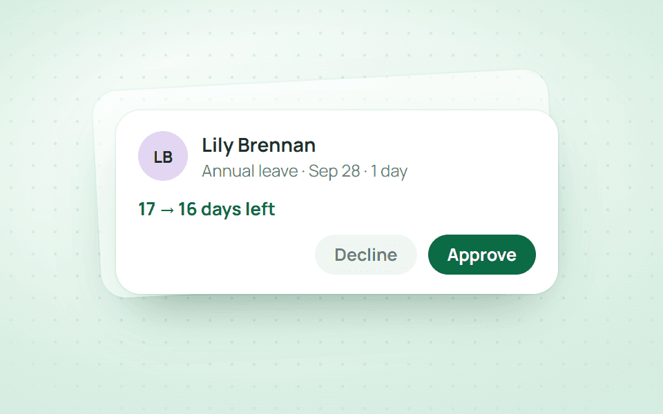 The leave balance shows on every request.