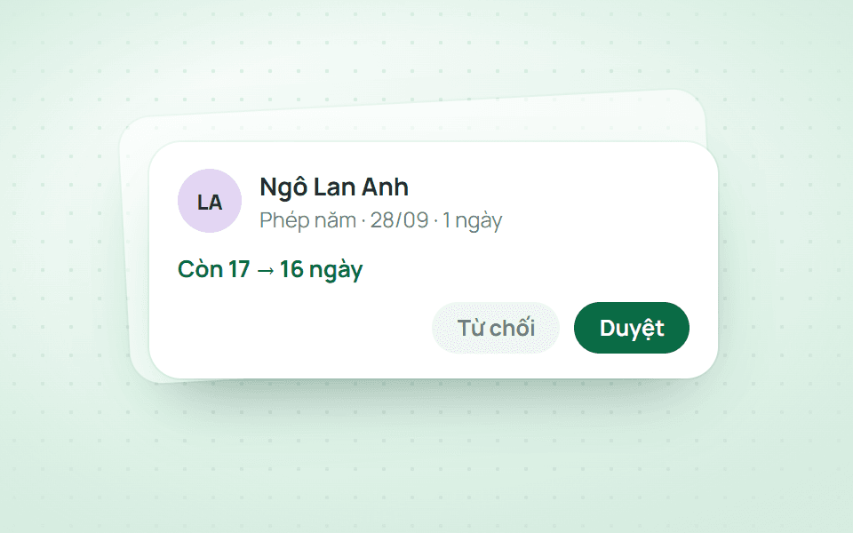 Số phép còn lại hiện ngay trên đơn.