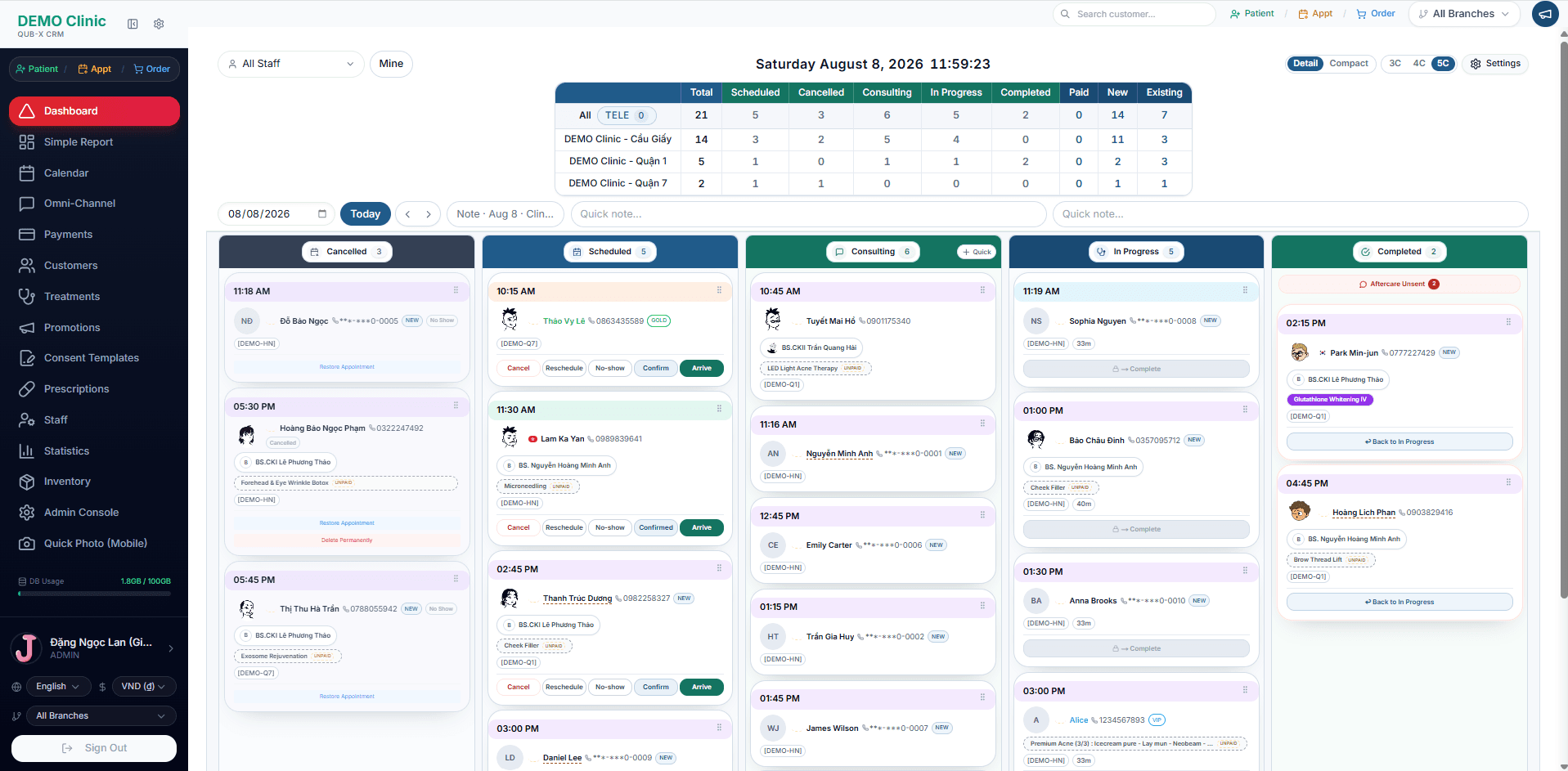 Giao diện Qub-X CRM trong khung màn hình lớn